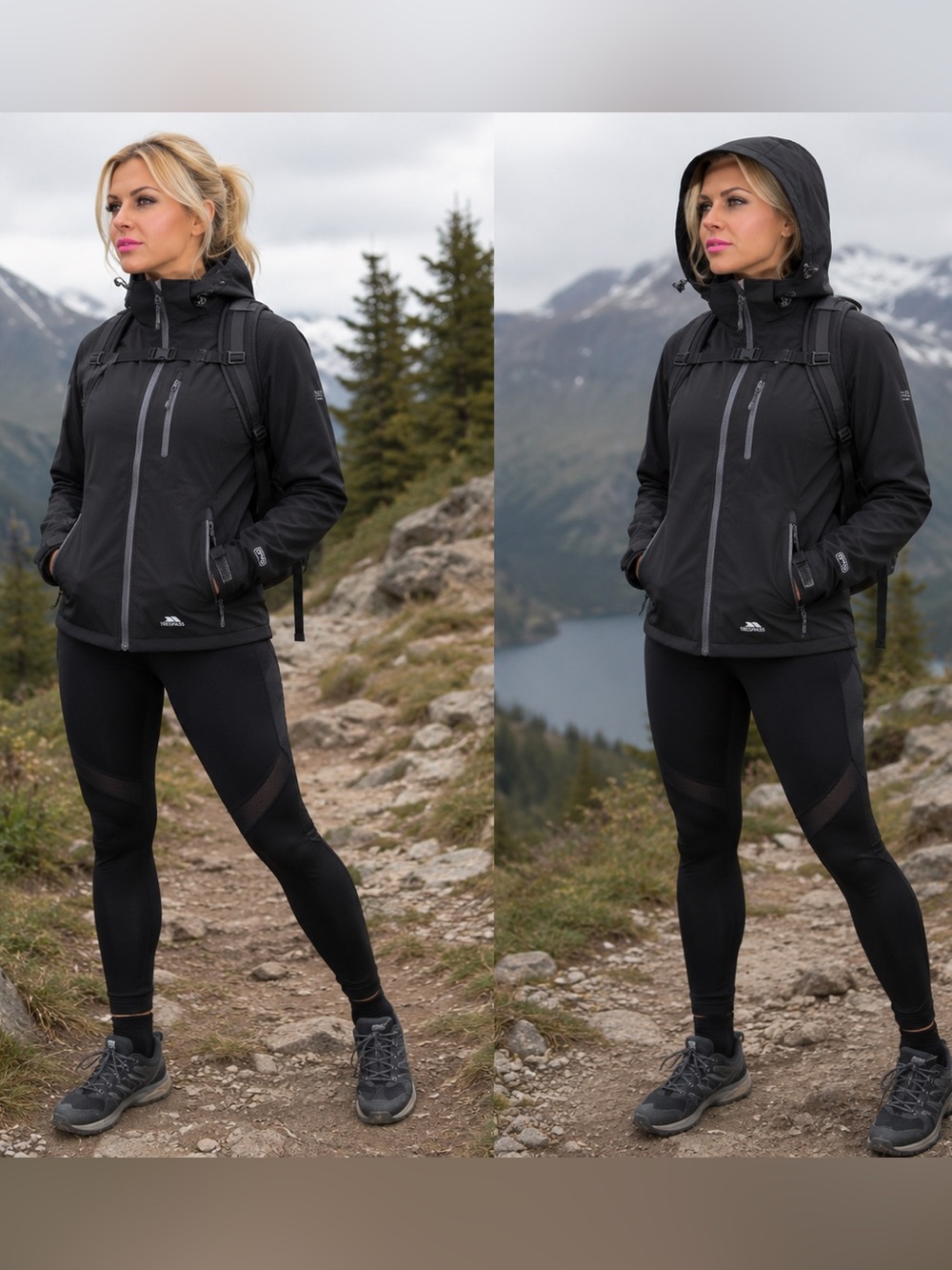 LADIES Trespass Bela II TP75 Soft Shell 8000 mm Waterproof Jacket Black Sz M